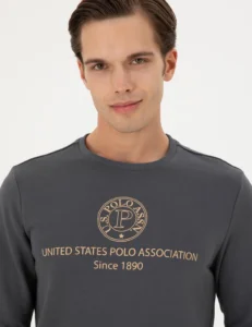 US Polo Assn. Men Regular Fit Crew Neck Anthracite Sweatshirt - Image 2