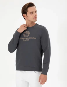 US Polo Assn. Men Regular Fit Crew Neck Anthracite Sweatshirt - Image 3