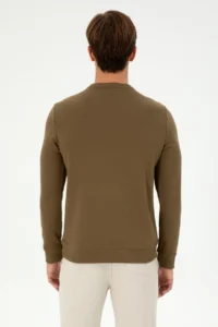 US Polo Assn. Men Regular Fit Crew Neck Khaki Sweatshirt - Image 5