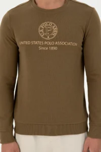 US Polo Assn. Men Regular Fit Crew Neck Khaki Sweatshirt - Image 6