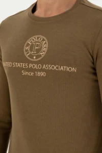 US Polo Assn. Men Regular Fit Crew Neck Khaki Sweatshirt - Image 7