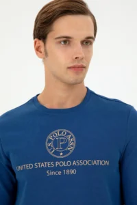 US Polo Assn. Men Regular Fit Crew Neck Indigo Sweatshirt - Image 2