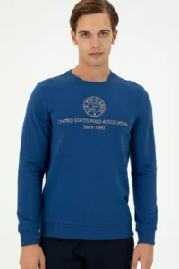 US Polo Assn. Men Regular Fit Crew Neck Indigo Sweatshirt - Image 3