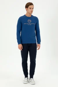 US Polo Assn. Men Regular Fit Crew Neck Indigo Sweatshirt - Image 4