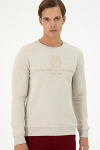 US Polo Assn. Men Regular Fit Crew Neck Stone Sweatshirt - Image 3