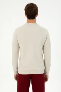 US Polo Assn. Men Regular Fit Crew Neck Stone Sweatshirt - Image 5