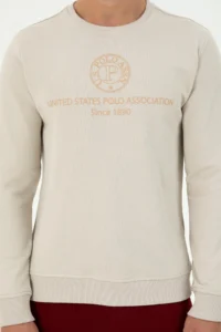 US Polo Assn. Men Regular Fit Crew Neck Stone Sweatshirt - Image 6