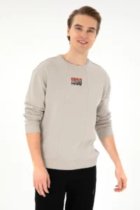 US Polo Assn. Men comfort Fit Crew Neck Stone Sweatshirt