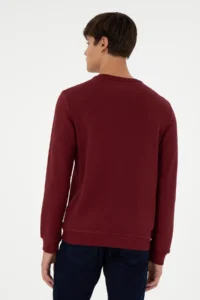 US Polo Assn. Men Regular Fit Crew Neck Burgundy Sweatshirt - Image 5