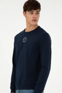 US Polo Assn. Men Regular Fit Crew Neck Navy Blue Sweatshirt - Image 3