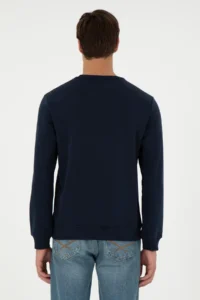 US Polo Assn. Men Regular Fit Crew Neck Navy Blue Sweatshirt - Image 5