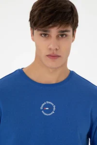 US Polo Assn. Men Regular Fit Crew Neck Saks Blue Sweatshirt - Image 2