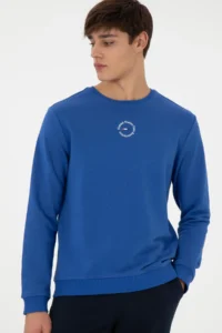 US Polo Assn. Men Regular Fit Crew Neck Saks Blue Sweatshirt - Image 3