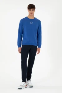 US Polo Assn. Men Regular Fit Crew Neck Saks Blue Sweatshirt - Image 4