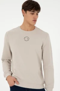 US Polo Assn. Men Regular Fit Crew Neck Stone Sweatshirt - Image 3