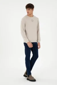 US Polo Assn. Men Regular Fit Crew Neck Stone Sweatshirt - Image 4