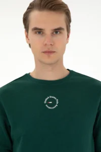 US Polo Assn. Men Regular Fit Crew Neck Dark Green Sweatshirt - Image 2