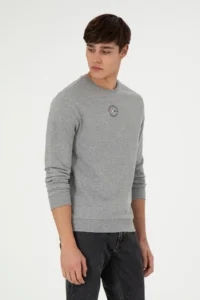 US Polo Assn. Men Regular Fit Crew Neck Gray Melanj Sweatshirt