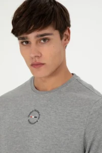 US Polo Assn. Men Regular Fit Crew Neck Gray Melanj Sweatshirt - Image 2