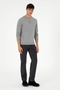 US Polo Assn. Men Regular Fit Crew Neck Gray Melanj Sweatshirt - Image 4