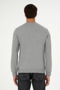 US Polo Assn. Men Regular Fit Crew Neck Gray Melanj Sweatshirt - Image 5