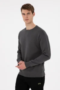 US Polo Assn. Men comfort Fit Crew Neck Anthracite Sweatshirt