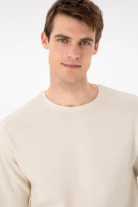 US Polo Assn. Men comfort Fit Crew Neck Cream Sweatshirt - Image 2