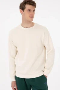 US Polo Assn. Men comfort Fit Crew Neck Cream Sweatshirt - Image 3