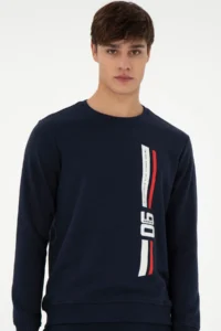 US Polo Assn. Men Regular Fit Crew Neck Navy Blue Sweatshirt - Image 3
