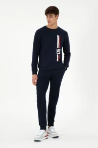 US Polo Assn. Men Regular Fit Crew Neck Navy Blue Sweatshirt - Image 4