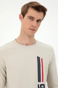 US Polo Assn. Men Regular Fit Crew Neck Stone Sweatshirt - Image 2