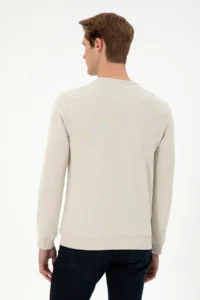 US Polo Assn. Men Regular Fit Crew Neck Stone Sweatshirt - Image 5