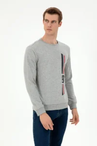 US Polo Assn. Men Regular Fit Crew Neck Gray Melanj Sweatshirt