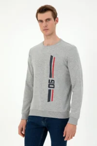 US Polo Assn. Men Regular Fit Crew Neck Gray Melanj Sweatshirt - Image 3
