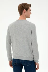 US Polo Assn. Men Regular Fit Crew Neck Gray Melanj Sweatshirt - Image 5