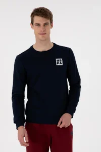 US Polo Assn. Men Regular Fit Crew Neck Navy Blue Sweatshirt