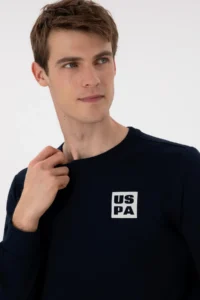 US Polo Assn. Men Regular Fit Crew Neck Navy Blue Sweatshirt - Image 2