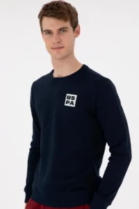 US Polo Assn. Men Regular Fit Crew Neck Navy Blue Sweatshirt - Image 3