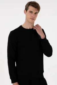 US Polo Assn. Men Regular Fit Crew Neck Black Sweatshirt - Image 3