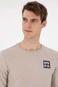 US Polo Assn. Men Regular Fit Crew Neck Stone Sweatshirt - Image 2