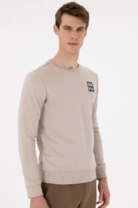 US Polo Assn. Men Regular Fit Crew Neck Stone Sweatshirt - Image 3
