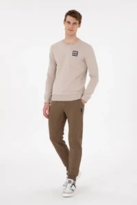 US Polo Assn. Men Regular Fit Crew Neck Stone Sweatshirt - Image 4