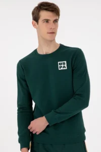 US Polo Assn. Men Regular Fit Crew Neck Dark Green Sweatshirt - Image 3