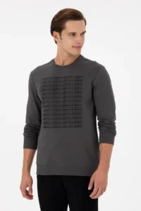 US Polo Assn. Men Regular Fit Crew Neck Anthracite Sweatshirt