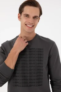 US Polo Assn. Men Regular Fit Crew Neck Anthracite Sweatshirt - Image 2