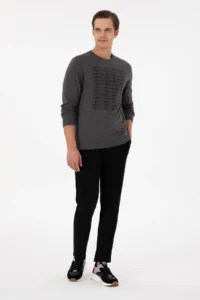 US Polo Assn. Men Regular Fit Crew Neck Anthracite Sweatshirt - Image 4