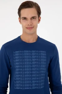 US Polo Assn. Men Regular Fit Crew Neck Indigo Sweatshirt - Image 2