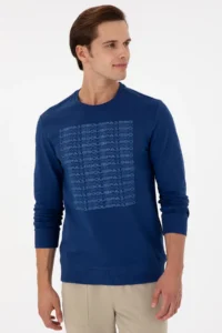 US Polo Assn. Men Regular Fit Crew Neck Indigo Sweatshirt - Image 3