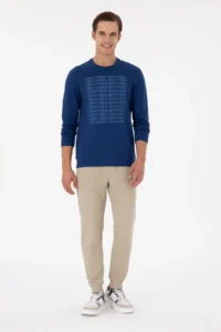 US Polo Assn. Men Regular Fit Crew Neck Indigo Sweatshirt - Image 4