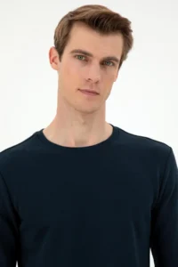 US Polo Assn. Men Regular Fit Crew Neck Navy Blue Sweatshirt - Image 2
